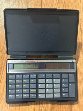 Vintage 1984 Texas Instruments TI-35 Galaxy Solar Calculator w Hard Case